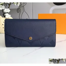 2023 Fashion Classic M61182 Wallet Empreinte Leather Sarah Wallets Women Embossed Envelope Hasp Long Purse Card Holder Clutch Purses Dhwmd