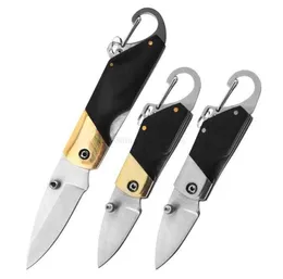 Ny bärbar Mini Pocket Knife Keychain Folding Knife Outdoor Survival EDC Tools Rostfritt stål Blad Trähandtag Taktisk campingjaktknivar Alkingline