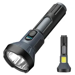 Portable USB rechargeable Flashlight Powerful Strong Light spotlights waterproof Led torch COB side Light with 18650 battery Alkingline