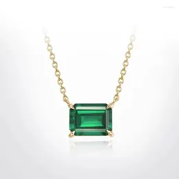 Kedjor CXSJEREMY VERKLIG SOLID 14K GUL GULL 1,5 S 6 8mm Lab Odna Emerald Halsband Pendant för kvinnor Fashion Wedding Jewelry Presents