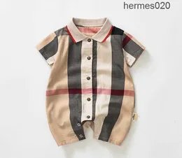 Baby Boys Plaid Romper Toddler Kids Lapel Single Breasted Jumpsuits Designer Infant Onesie Newborn Casual clothes
