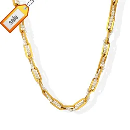 Collana di gioielli in acciaio inossidabile di design Collana di perle con spago placcato in oro non appannante Collana con graffette rotonde robuste