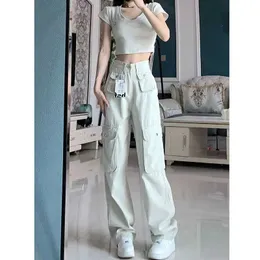 Capris Lucifer High Waisted Cargo 2023 New Korean Fashion Multi Pockets Surpass Women's Solid Casual Straight Pants P230602