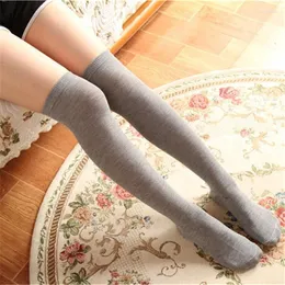 Women Socks 4 Colors Sexy Thigh High Cotton Knee Stretch Soft Knitted Fall Winter For Ladies Girls