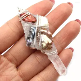 Подвесные ожерелья натуральный камень нерегулярный кристалл 25-80 мм инкрустированный жемчужный обмоток