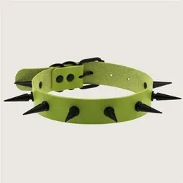 Choker Punk Green Sexy Rivets Necklaces Collar Pu Leather Bondage Goth Women Harness Gothic Chain Jewelry