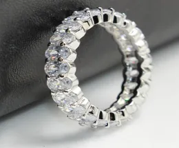 Moda vintage gioielli di moda vero argento sterling 925 principessa topazio bianco diamante CZ eternità donne matrimonio fidanzamento fascia R6242053