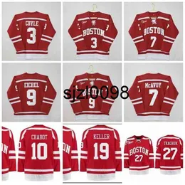 SJ98 Boston University Hockey 9 Jack Eichel 7 Charlie McAvoy 3 Charlie Coyle Clayton Keller Diffley Thomas Chabot Brady Tkachuck NCAA Jersey