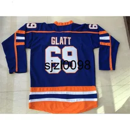 Sj98 Goon Hockey Jersey 100% costurado #69 Doug The Thug Glatt Jersey GOON Movie Hockey Halifax Jerseys Blue