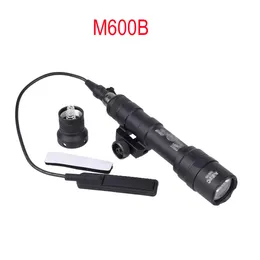 Tactical Surefir M600 M600B LED Rifle Scout White Flashlight HK416 AR15 M4 Torch Hunting For 20mm Pictinny Rail -Black