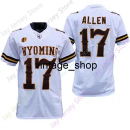 Vin 2021 NCAA Wyoming Jersey College 17 Josh Allen Coffee White Size S-3XL Adult Youth All Stitched Drop Shipping