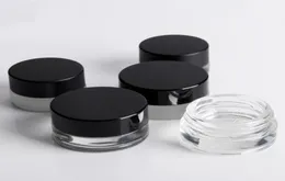 3g 5g Clear Eye Cream Jar Bottle Vacío Glass Lip Balm Container Boca ancha Cosmetic Sample Jars con Black Cap8890141