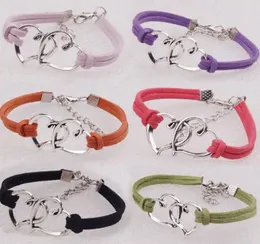 Double Hearts Bracelets Velvet Cord Solid Color Woven Bracelets Charms Gifts For Others Wrap Bracelets8525792