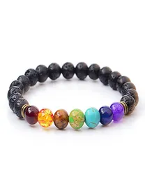 New Black Lava Natural Stone Bracelets 7 Reiki Chakra Healing Balance Beads Bracelet for Men Women Stretch Yoga Jewelry8566658
