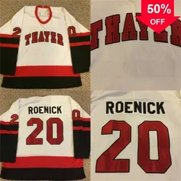 MAG MIT #20 Jeremy Roenick Thayer Academy High School Jersey 100% sömnad broderi S Hockey Jerseys White Vintage