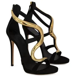 Summer Luxury Venere Sandals Shoes For Women Golden Metal Snake Stiletto High Heels Lady Bridal Wedding Gladiator Pumps EU3542BO8256923