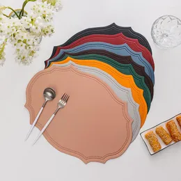 Table Mats PU Leather Placemats Irregular Shape Waterproof Pad For Kitchenware Coffee Cup Pot Plate Knife Fork