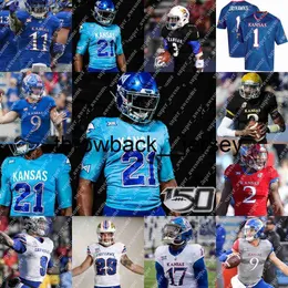 Thr Kansas Jayhawks Fußballtrikot Jason Bean Velton Gardner Devin Neal Torry Locklin Kwamie Lassiter II Trevor Wilson Luke Grimm Kyron Johnson Kenny Logan Jr. Sam Bu