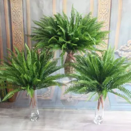 Dekorativa blommor jx-lclyl konstgjorda ormbunkar bukett siden gröna växter falska persiska blad lövverk heminredning