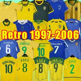 Retro Brasil Soccer Jerseys Top Quality 1994 1988 1998 2000 2002 2004 2006 ROMARIO RONALDINHO RIVALDO KAKA Men Football Shirts