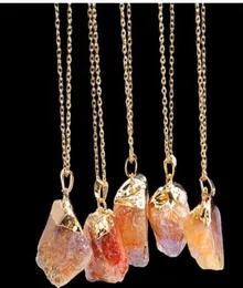 Irregar Natural Stone Quartz Crystal Pendants Necklaces For Women Druzy Colorf Sier Color Chain Statement Necklace Jewelry Drop De1562702