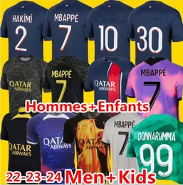 2023 2024 Futbol Forması Maillot de Foot Mbappe Hakimi Marquinhos Verratti Paris Futbol Gömlek 23 24 Sergio Ramos Fabian PSGS Hommes Enfants Çocuklar Donnarumma