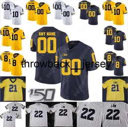 Camisa de futebol Thr Michigan Wolverines Vincent Gray Noah Furbush Michael Barrett Berkley Edwards Quinn Nordin Josh Uche Stephen Spanellis