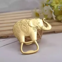 Guldbröllop gynnar och gåva lyckliga gyllene elefantvinflasköppnare grossist