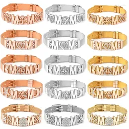 Link Bracelets Arrival 10mm Love Heart MOM Brand Charms DIY Stainless Steel Keeper Mesh Bracelet Set For Women Men Jewelry Gift