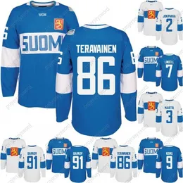 C2604 Mit 2016 Coppa del Mondo di Hockey Finlandia Team Jersey LEHTERA KOIVU LINDELL MAATTA BARKOV JOKIPAKKA TERAVAINEN Custom Uomo Donna Youth Hoceky Maglie