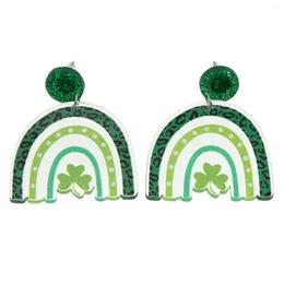 Wall Clocks Kids Decor Earrings Drop Chic 3.7x3.2cm St. Patrick Patrick's Day Dangle Women Decors Green Acrylic Miss