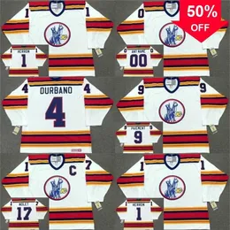 Mag Mit Kansas City Scouts Jersey 1 Denis Herron 4 Steve Durbano 9 Wilf Paiement 17 Simon Nolet 1975 Custom Hocekyジャージ