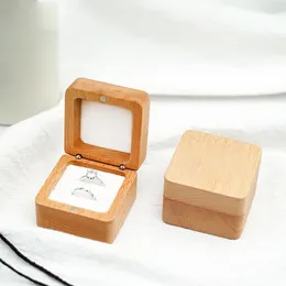 Sacchetti per gioielli Scatola per anelli in legno per proposta di matrimonio Anelli di fidanzamento Conservazione Forte mini organizer magnetico portatile in noce