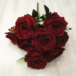 Dekoracyjne kwiaty Wystrój ślub Symulacja jedwabne róże bukiet wakacyjny impreza audytorium dekoracja sztuczna róża pomarańczowa