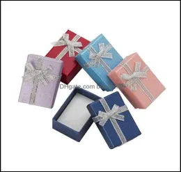Jewelry Boxes Packaging Display 4X6Cm Pealr Paper Gift For Jewellery Earring Necklace Pendant Ring Box With White Sponge H220505 D1141681