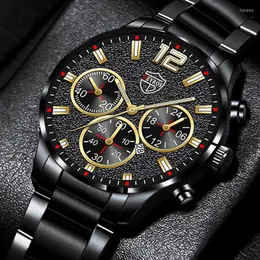 Armbandsur 2023 Luxury Mens Business Analog Quartz Wrist Watch Fashion Men Sport Steel Watches Calender Date Man Clock Reloj Hombre