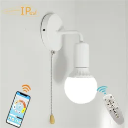 Wall Lamp Nordic APP Zipper Switch Light Iron Corrner Bedside Bathroom Aisle Indoor Staircase Lights Sconce Drop