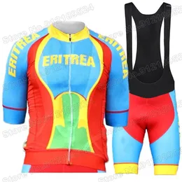 Racing Sets 2023 Team Eritrea Cycling Jersey Set Summer Clothing Men Road Race Bike Shirts Suit Bicycle Bib Shorts MTB Wear Maillot