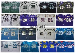 N85p Retro 84 Randy Moss College Football Jersey 20 Brian Dawkins 20 Ed Reed 21 LaDainian Tomlinson 20 Barry Sanders 36 Jerome Bettis 32 O J Simpson Purple White Green Bl