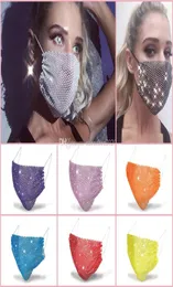 20pcs Fashion Colorful Mesh Party Masks Bling Diamond Rhinestone Grid Net Washable Sexy Hollow Mask for Women2787923