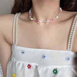 Choker Vintage Korean Style Candy Colors Resin Beaded Necklace Classic Delicate Heart Neck Chain For Women Exquisite Trendy Jewelry