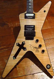 Anpassad Dimebag Darrell Wash Electric Guitar Abalone Stickers Southern Cross Inlay Body Black Hardware Custom Made Signature Guit9840393