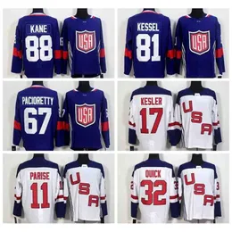 C2604 Puchar Świata 2016 Drużyna USA Hockey Jerseys US 11 Zach Parise 88 Patrick Kane 81 Phil Kessel 32 Jonathan Quick 67 Max Pacioretty 17 Ryan Kesler