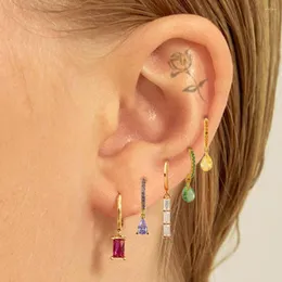 Hoop Earrings 2023 Fashion Colorful Water Drop Zircon Pendant Huggies For Women Body Piercing Jewelry Ear Ornament Teens