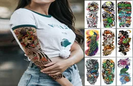 Large Arm Sleeve Tattoo Japanese Wave Waterproof Temporary Tattoo Sticker Men Full Tiger Fox Tatoo Body Art Women5567946