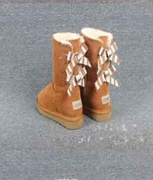 2021 Sell fashion 32800 ribbon bow middle tube women snow boots sheepskin warm boots9771548