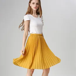 Dresses Anasunmoon Women Chiffon Pleated Skirt Vintage High Waist Tutu Skirts Womens Saia Midi Rokken 2023 Summer Style Jupe Femme Skirt