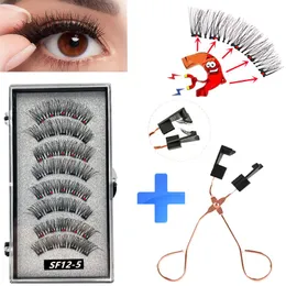 Borstar 8 st 2 par magnetiska falska ögonfransar 3D magnet ögonfransar smink ögonfransar verktyg personliga ögonfransförlängningar