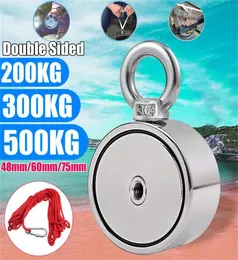 Hooks Rails 200300500KG Powerful Double Sided Neodymium Metal Magnet Detector Fishing Kit 10M Strong Rope aimant puissant 19AU9311561
