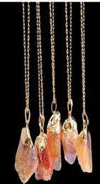 Irregar Natural Stone Quartz Crystal Pendants Necklaces For Women Druzy Colorf Sier Color Chain Statement Necklace Jewelry Drop De9425656